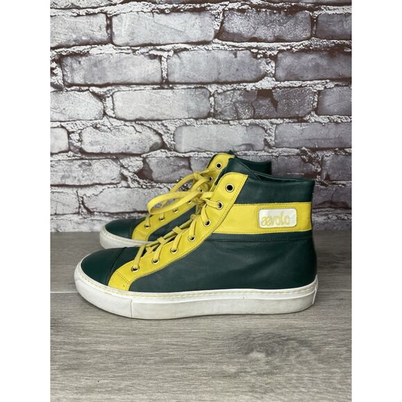 RENZO DERBY Elijah John Yarra (PH) Aevolo Green Leather Yellow Lace Sneakers 40 - Picture 1 of 16